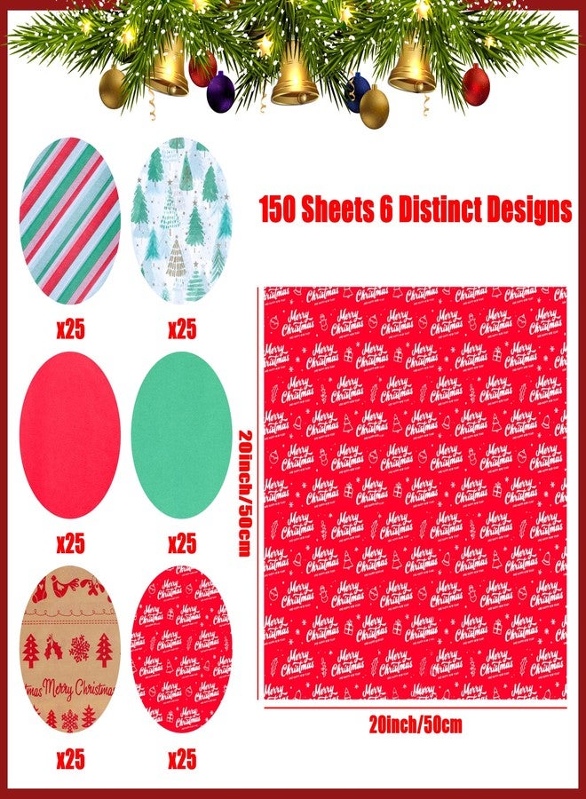GITMIWS 150 Sheets Christmas Tissue Paper (6 Designs), 20" x 20" Christmas Tissue Paper Sheets, Xmas Gift Wrapping for Gift Bags Wine Bottles Holiday Decoration DIY Crafts - Image 3